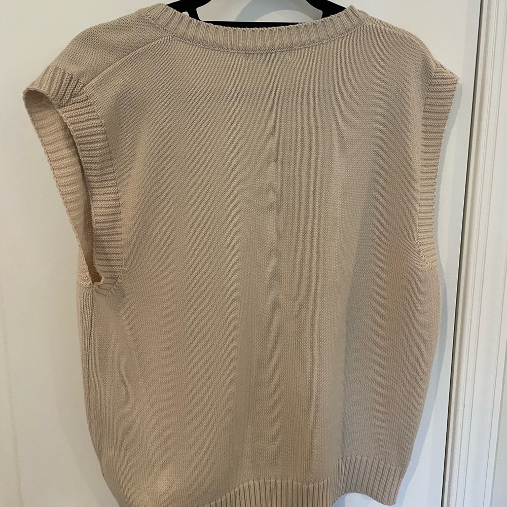 OAK + FORT Beige V-Neck Sweater Vest - Picture 8 of 9